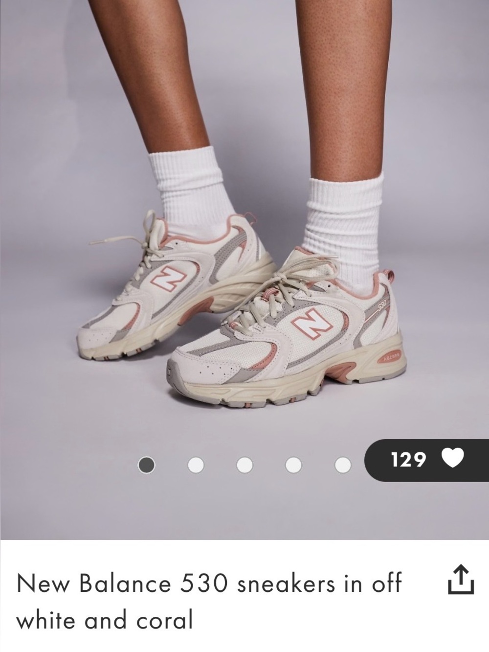 New Balance Unisex 530 Sneakers, Off White and Coral, Size: W 6, M 4.5